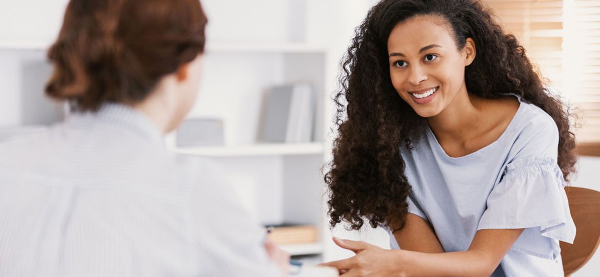 Woman learning coping skills for relapse prevention