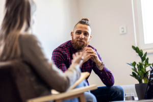 A man experiencing dialectical behavior therapy techniques