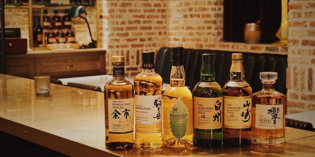 a line of japanese whiskeys