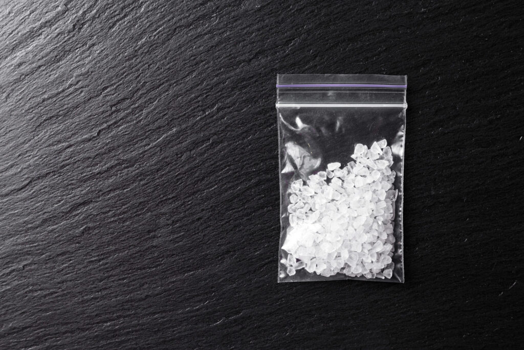 a small baggie of crystal meth
