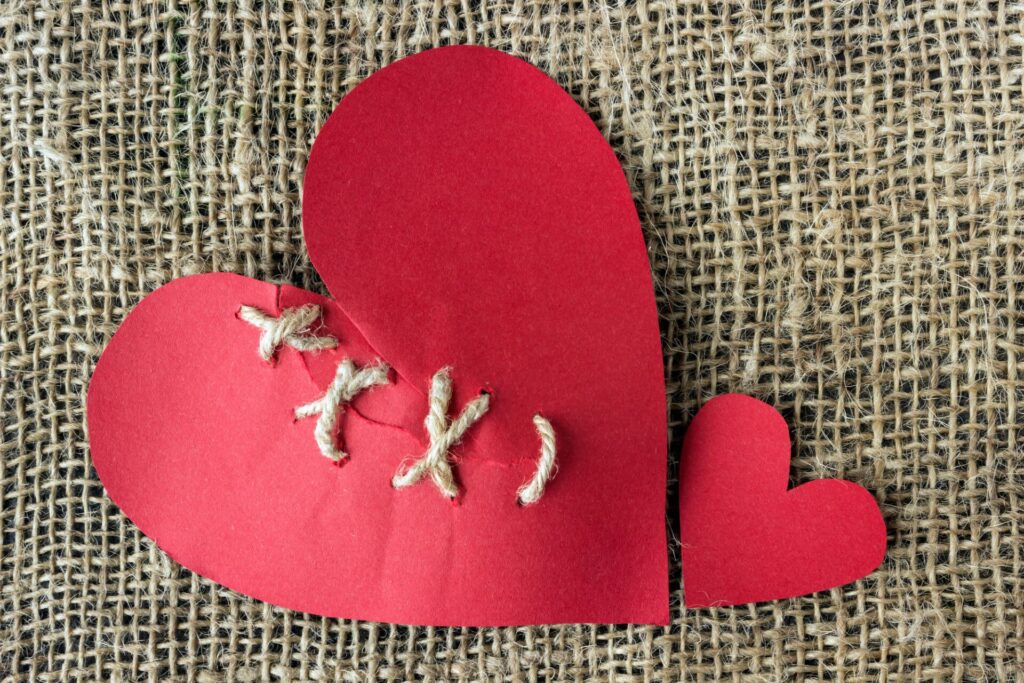 an artfully stitched heart