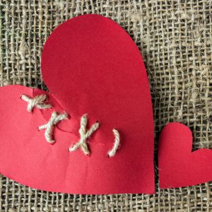 an artfully stitched heart
