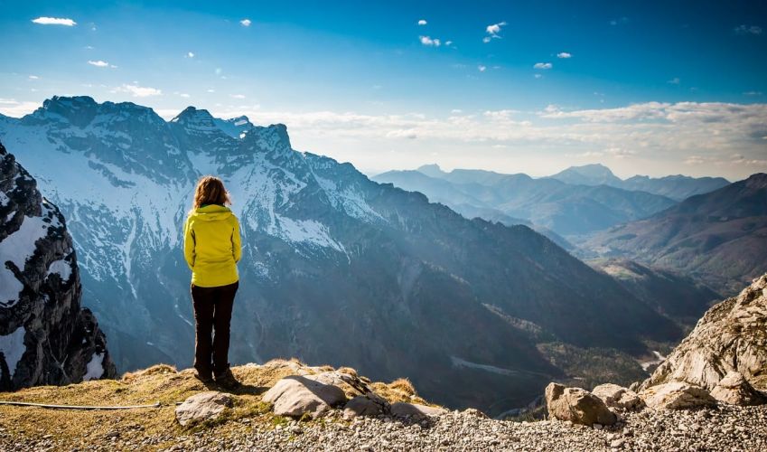 a person on a mountain range