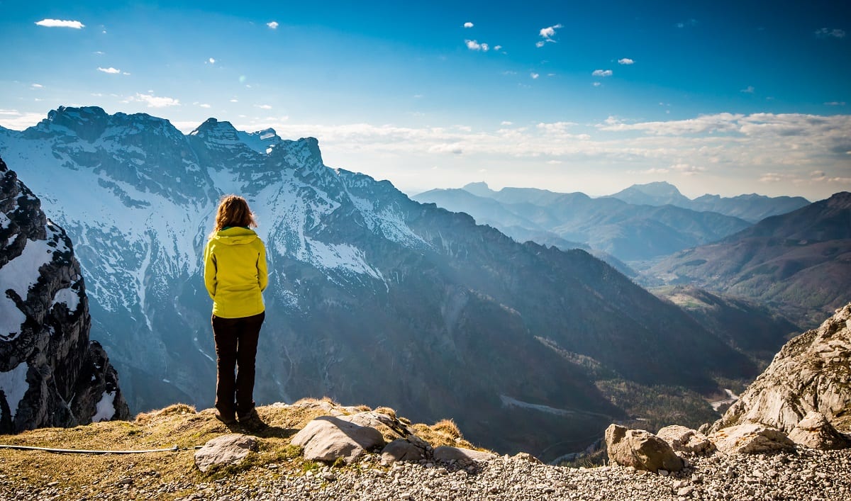 a person on a mountain range