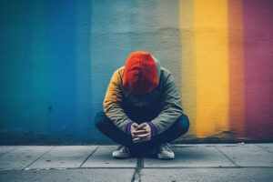 A person thinking about the need for an LGBTQ addiction treatment program
