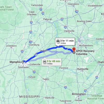 directions-memphis-to-apex-recovery-columbia
