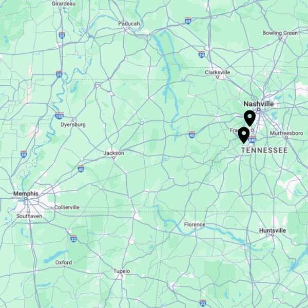 Map showing Apex Recovery's locations near Memphis in Tennessee