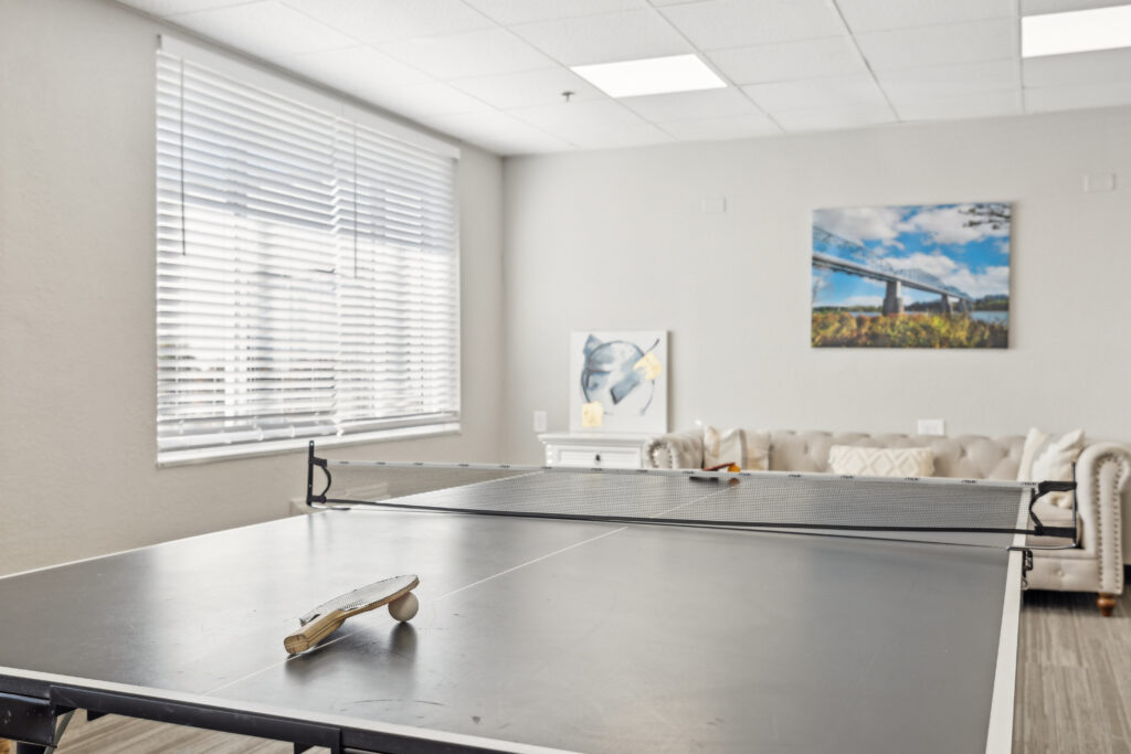 Photograph of the table tennis table in the residential treatment center