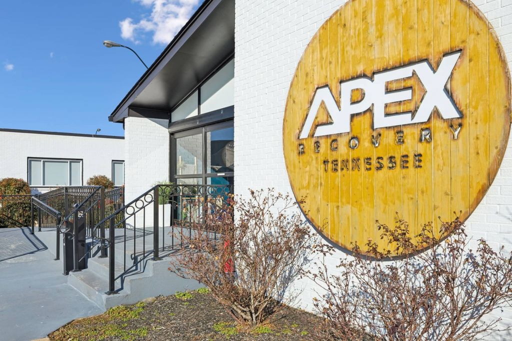 Apex Recovery Center exterior logo sign at an angle