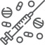 Drugs, needles, and pills icon