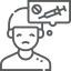Man with substance use disorder with sad facial expression icon